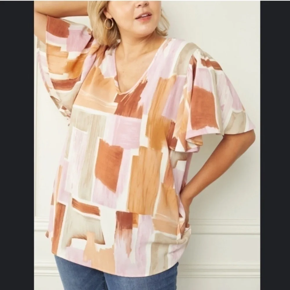 Entro Violet Skye Flutter Sleeve Blouse - Picture 1 of 8